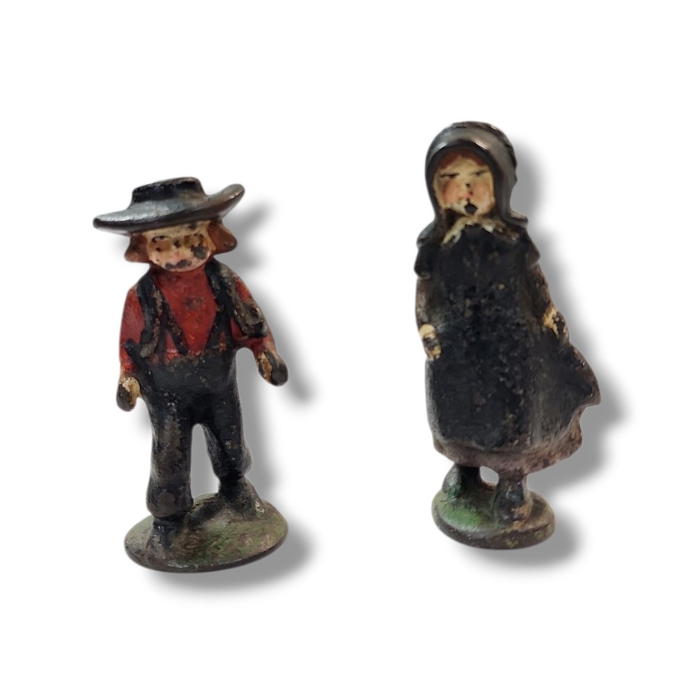 Vintage Cast Iron Amish Children Pennsylvania Dutch Boy Girl Figurines Germany